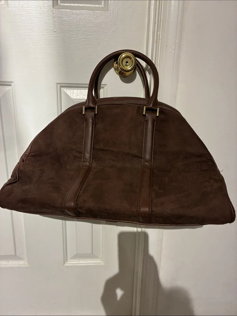 Men's White Barn Bath & Body Works Weekend Duffel Brown Suede Bag